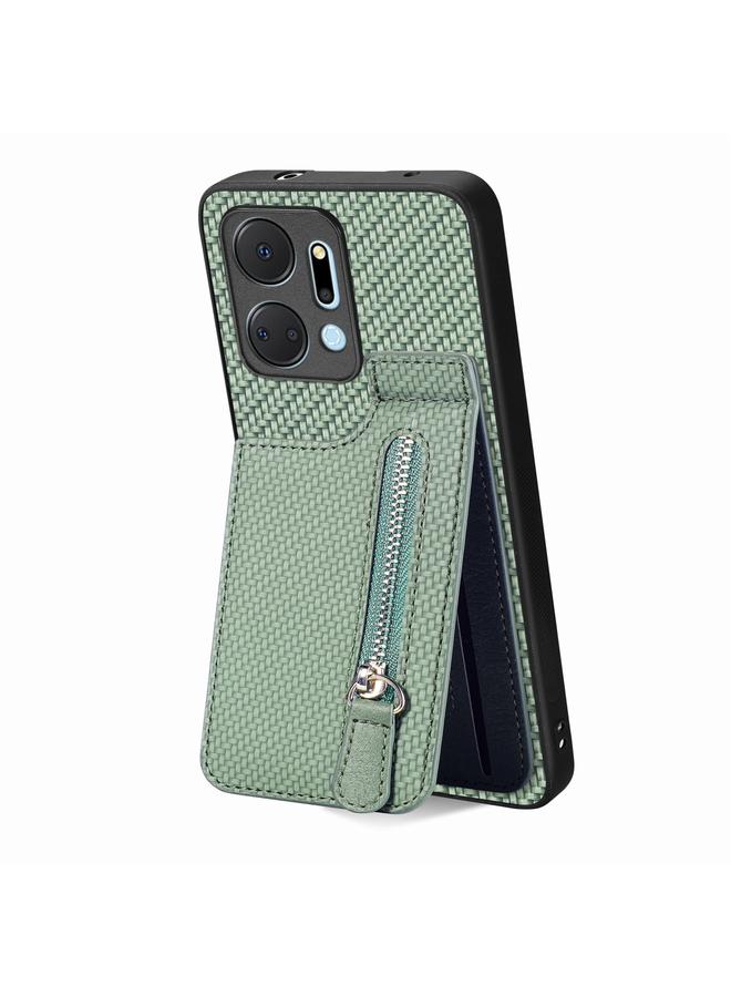 اس-توب جراب هاتف Honor X7A من ألياف الكربون مع سحاب رأسي قابل للطي - Image 1