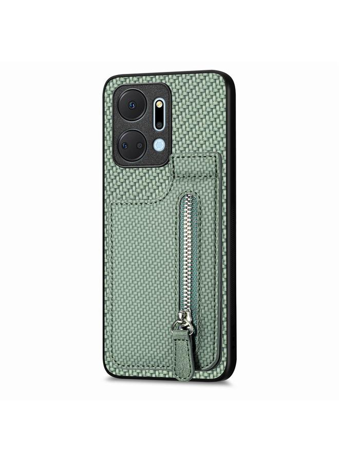 اس-توب جراب هاتف Honor X7A من ألياف الكربون مع سحاب رأسي قابل للطي - Image 2