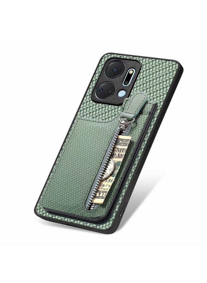 اس-توب جراب هاتف Honor X7A من ألياف الكربون مع سحاب رأسي قابل للطي - Image 4