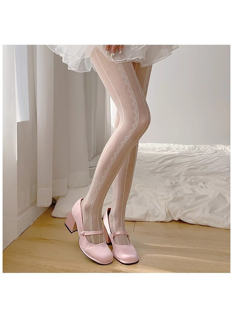 Fashionable Women's Stockings 15D Lace Lolita Style Tight Fitting Pantyhose  - Image 2