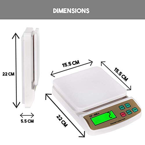 EBOFAB Kitchen Digital Weighing Scale SF400A Square Digital Electronic with Adaptor 10 kg Digital MultiPurpose Food Weight Machine - Image 2