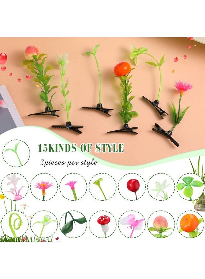 Luinabio 30 Pcs Mixed Style Hair Clips for Women & Girls - Bean Sprout, Flower, Grass, Butterfly Hairpins & Barrettes - Great for School, Home, Party, Christmas