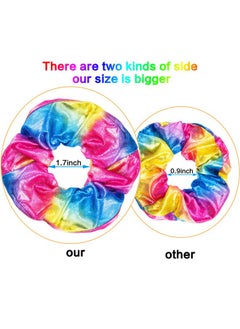 Tatuo Tatuo 24 Pieces Scrunchies Rainbow Hair Scrunchies Elastic Hair Bands Scrunchy Colorful Hair Ties Ropes for Women Girls Gymnastics Birthday Party Favors, Large (Rainbow Colors)  - Image 4