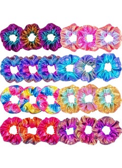Tatuo Tatuo 24 Pieces Scrunchies Rainbow Hair Scrunchies Elastic Hair Bands Scrunchy Colorful Hair Ties Ropes for Women Girls Gymnastics Birthday Party Favors, Large (Rainbow Colors)  - Image 1