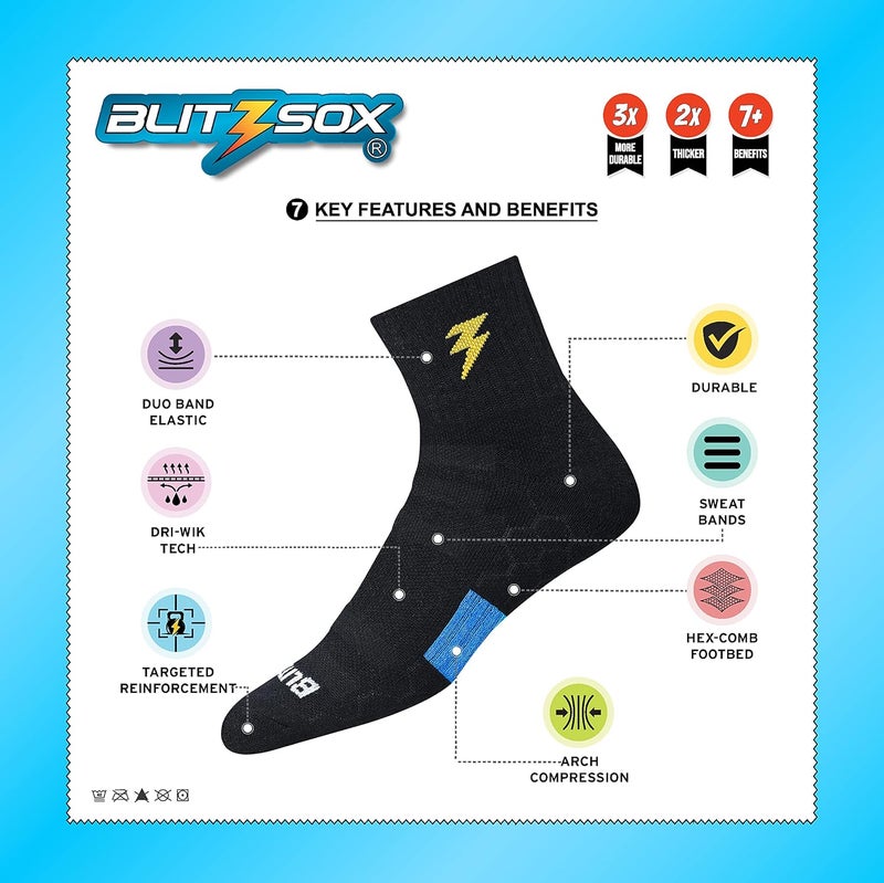 BLITZSOX Hi-Tech Performance Sports Socks for Men (Badminton, Running, Gym & Indoor Training), Pack of 3 - Image 2