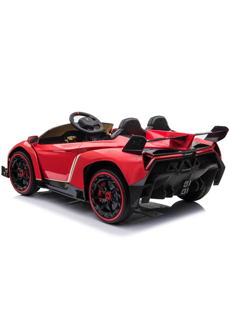 FACTUAL TOYS - سيارة لامبورجيني فينيو 12 فولت كهربائية للأطفال بمقعدين - حمراء - Image 1