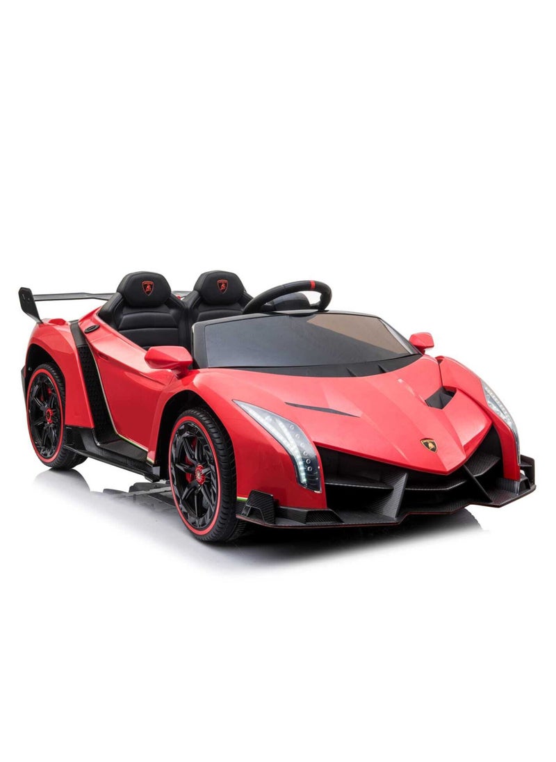 FACTUAL TOYS - سيارة لامبورجيني فينيو 12 فولت كهربائية للأطفال بمقعدين - حمراء - Image 1