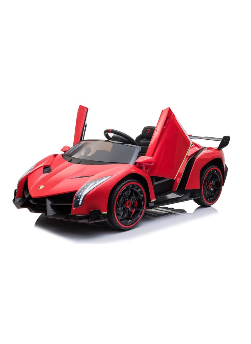 FACTUAL TOYS - سيارة لامبورجيني فينيو 12 فولت كهربائية للأطفال بمقعدين - حمراء - Image 1
