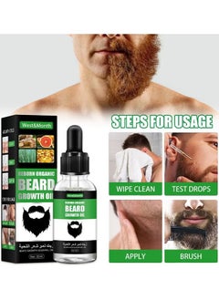 West&Month Beard Growth Oil, For Beard More Full And Thick, Beard Growth Serum Of Plant Extraction, Pure Natural Promote Beard And Hair Growth  - Image 4
