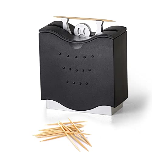 LivLab Fun Toothpick Holder Cute Toothpick Dispenser ABS Fun Toothpick Holders Decorative Plastic Toothpick Holder Black