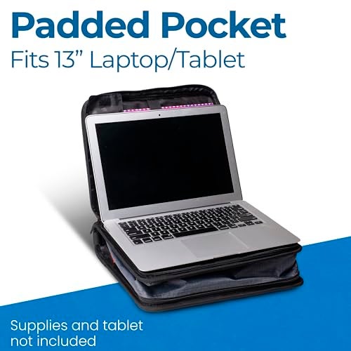 Case it Case-It 2 Inch 3 D-Ring Zipper Binder with Padded Laptop Case Workstation, Shoulder Strap, LT-117, Black - Image 3