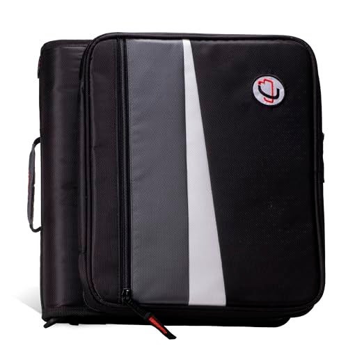 Case it Case-It 2 Inch 3 D-Ring Zipper Binder with Padded Laptop Case Workstation, Shoulder Strap, LT-117, Black - Image 5