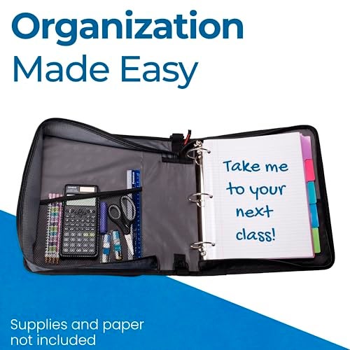 Case it Case-It 2 Inch 3 D-Ring Zipper Binder with Padded Laptop Case Workstation, Shoulder Strap, LT-117, Black - Image 4