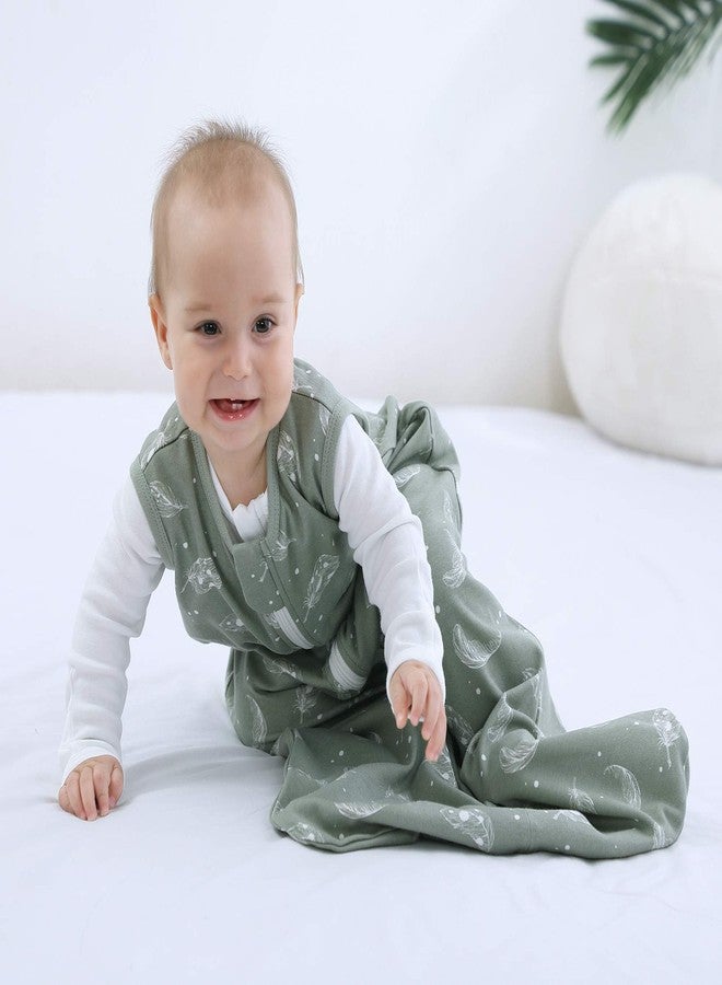 Owlivia Baby Organic Cotton 0.5 TOG Wearable Blanket-Light Sleeping Bag with 2-Way Zipper, Boys Girls Swaddle Transition Sleep Sack(0.5 TOG Feather Green, 18-24 Months) - Image 2