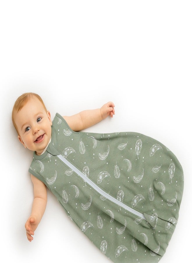 Owlivia Baby Organic Cotton 0.5 TOG Wearable Blanket-Light Sleeping Bag with 2-Way Zipper, Boys Girls Swaddle Transition Sleep Sack(0.5 TOG Feather Green, 18-24 Months) - Image 3