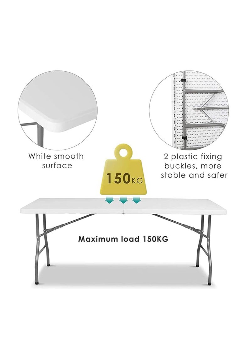 Yuwell Heavy Duty Foldable Table Ideal For Crafts, Outdoor Events, Picnic Table, BBQ Party, Camping Table, Convenient to Carry With Handle, Lightweight, Portable Table 180X74X74CM Folding Table - Image 3