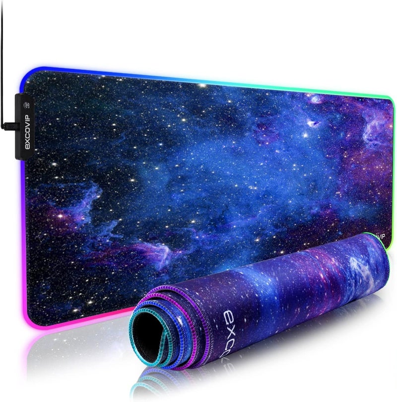 excovip Rgb Gaming Mouse Pad, 14 Modes Extended Large Table Desk Mat Led Mousepad For Pc Computer Macbook Keyboard Mat Anti-Slip (Starry Sky 800X300Mm)-9074 - Image 1