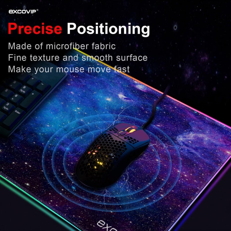 excovip Rgb Gaming Mouse Pad, 14 Modes Extended Large Table Desk Mat Led Mousepad For Pc Computer Macbook Keyboard Mat Anti-Slip (Starry Sky 800X300Mm)-9074 - Image 5