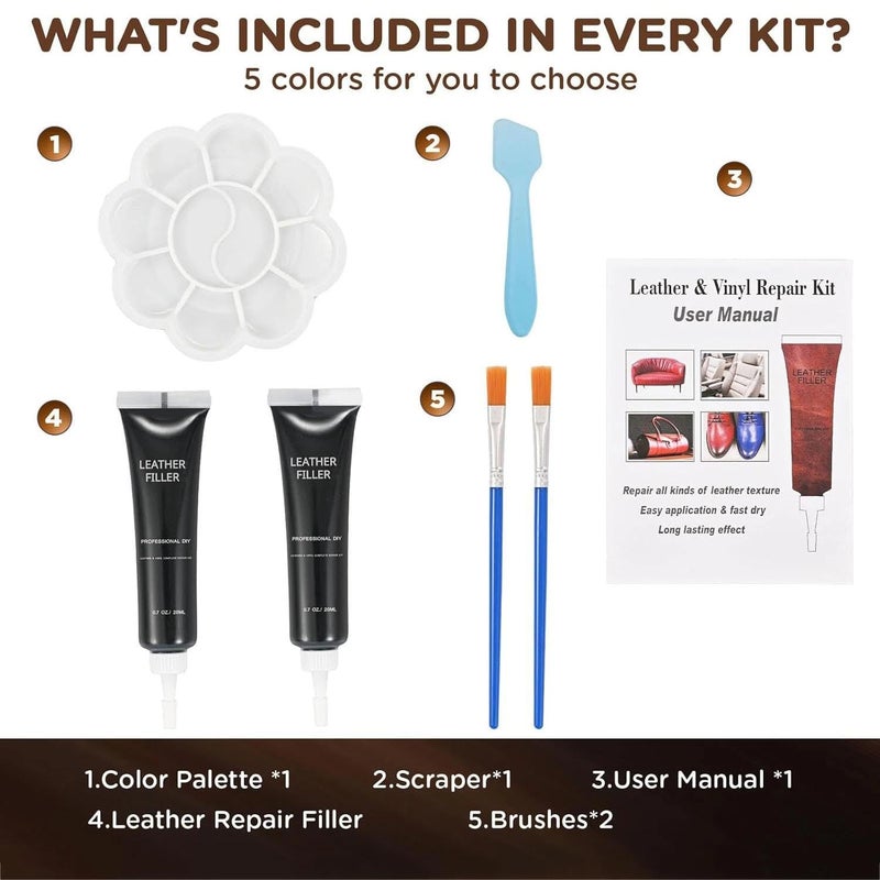 Kenbry Vinyl and Leather Repair Kit, Black Vinyl Repair kit for Car Interiors, Furniture, Couches,Shoes,Restore Leather Scratch, Tears & Burn Hole - Image 2