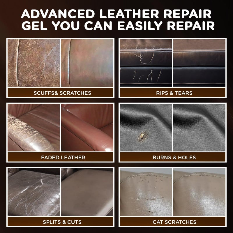 Kenbry Vinyl and Leather Repair Kit, Black Vinyl Repair kit for Car Interiors, Furniture, Couches,Shoes,Restore Leather Scratch, Tears & Burn Hole - Image 4