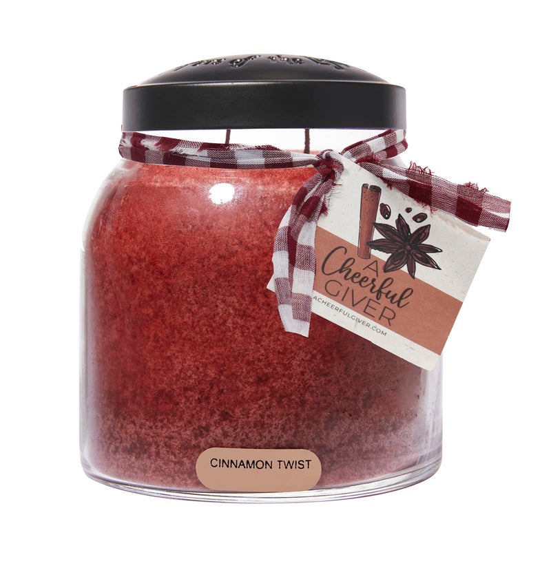 A Cheerful Giver A Cheerful Giver  Cinnamon Twist  34oz Papa Scented Candle Jar with Lid  Keepers of the Light  155 Hours of Burn Time Gift for Women Red 
