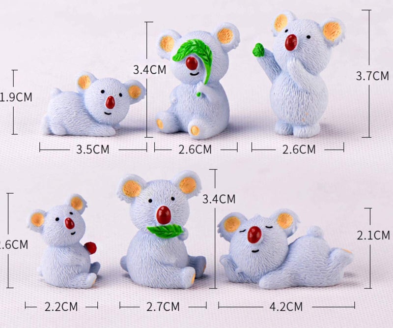 CiCy 6 Pcs Cute Miniature Koala Bear Figurines Animal Mini Koala Figure Collection Playset  Koala Cake Topper  DIY Dollhouse Decoration Home Garden Micro Landscape Plant Pots Decor - Image 2