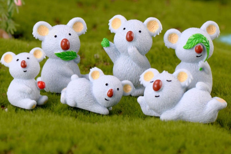 CiCy 6 Pcs Cute Miniature Koala Bear Figurines Animal Mini Koala Figure Collection Playset  Koala Cake Topper  DIY Dollhouse Decoration Home Garden Micro Landscape Plant Pots Decor - Image 3