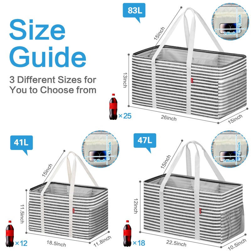 LHZK Standing Extra Large Utility Tote Bag with Metal Wire Frame and the Sides Rinforced, Extra Large Tote Bag with Handle, Reusable Grocery Bags Foldable, Beach Bag, Car Tote, Black - Image 4