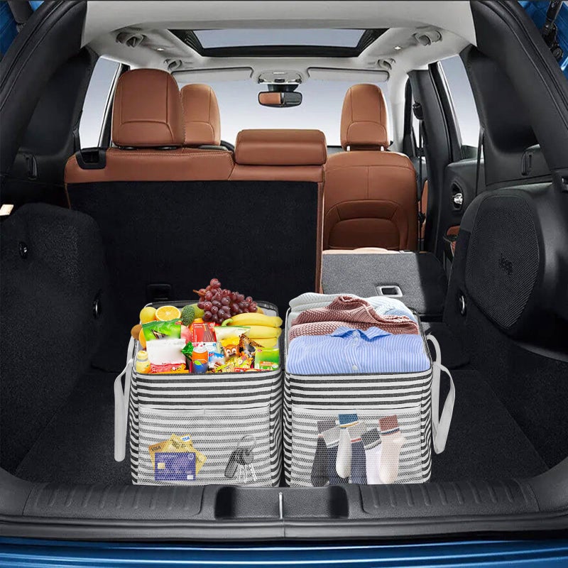 LHZK Standing Extra Large Utility Tote Bag with Metal Wire Frame and the Sides Rinforced, Extra Large Tote Bag with Handle, Reusable Grocery Bags Foldable, Beach Bag, Car Tote, Black - Image 3