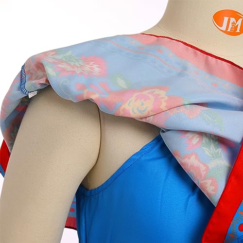 IKADEX Women Mexican Dress Off Shoulder Floral Long Maxi Dress Summer Beach Party Cinco de Mayo Dresses Blue 3XL - Image 2