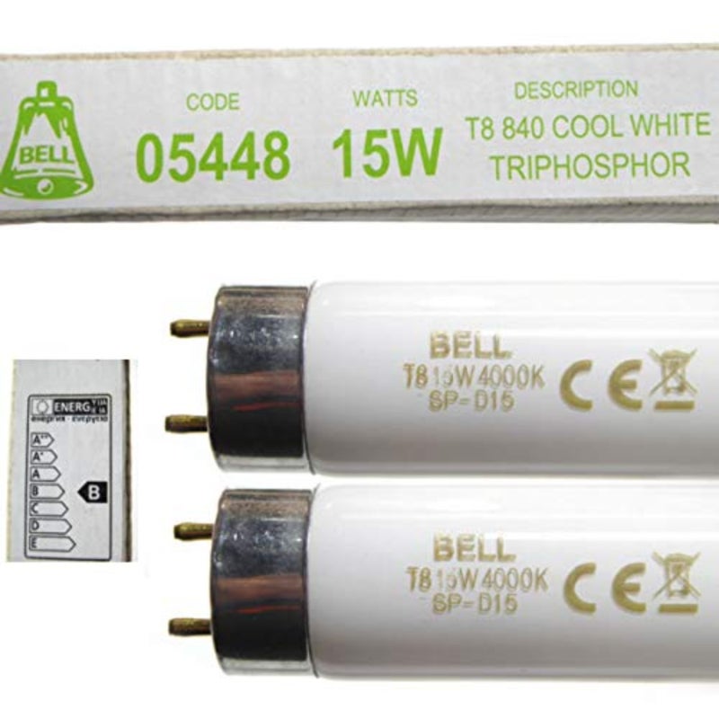 Bell Lighting 2 Pack of 15W T8 450mm 18 Fluorescent Tubes Cool White 4000k 05448 - Image 4