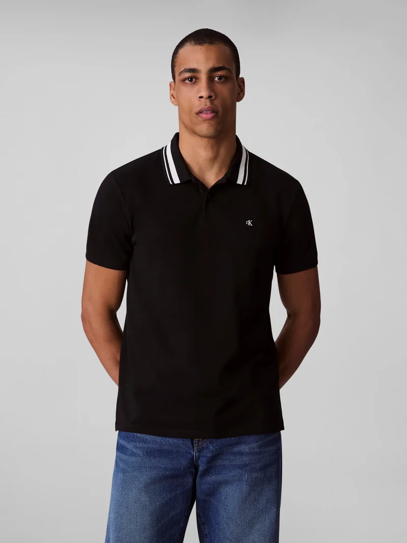 Monogram Logo Pique Tipped Classic Polo Shirt