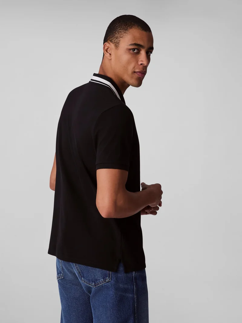 Calvin Klein Jeans Monogram Logo Pique Tipped Classic Polo Shirt