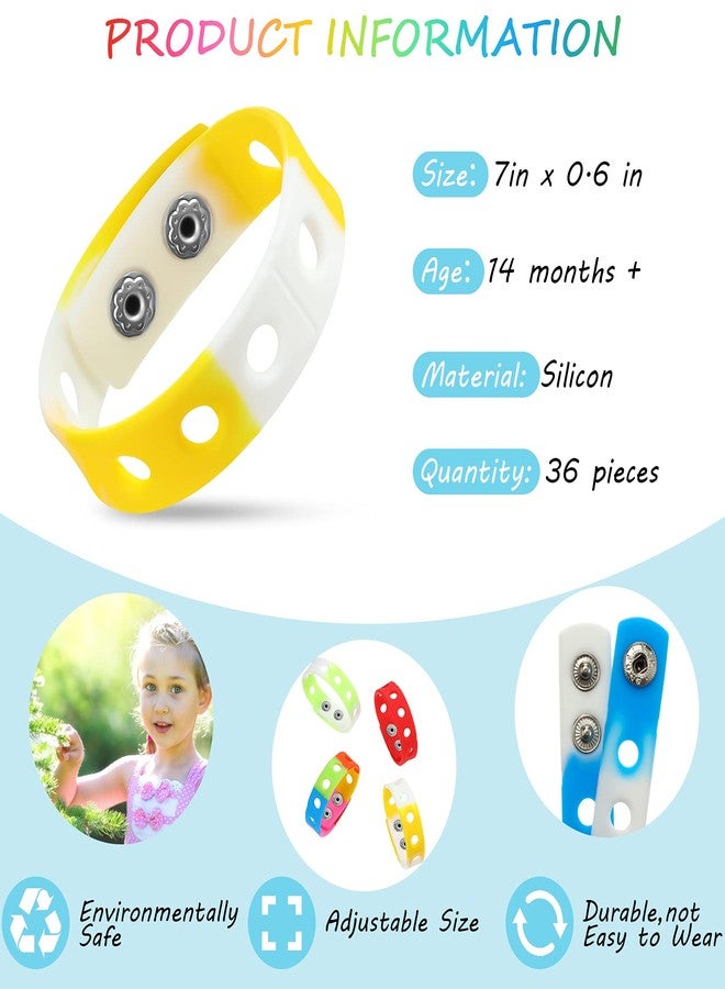 MTLEE 36 Pieces Silicone Wristbands Adjustable Cute Wristbands for Girls Swimming Identify Shoe Birthday Presents, 12 Colors(7 Inch,Classic Color) - Image 2