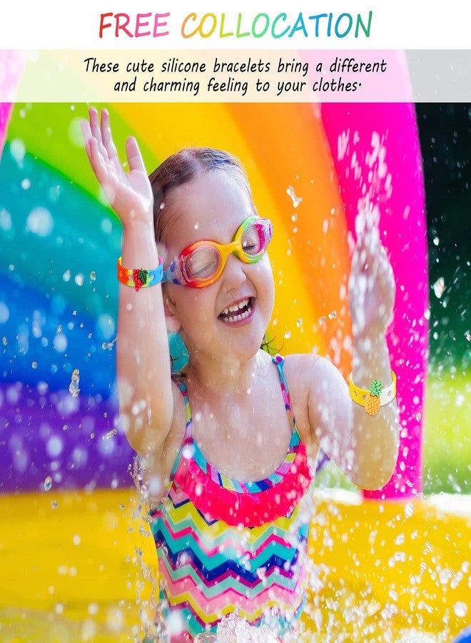 MTLEE 36 Pieces Silicone Wristbands Adjustable Cute Wristbands for Girls Swimming Identify Shoe Birthday Presents, 12 Colors(7 Inch,Classic Color) - Image 5