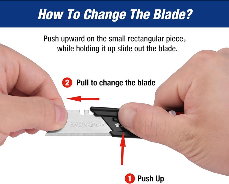 WORKPRO EDC Folding Utility Knife, Mini Box Cutter with Quick Open Axis Lock, Quick Change Blade Razor Knife, Foldable Small Pocket Knife with Belt Clip - Image 4