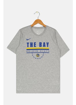 Nike Kids Boy Sportswear Fit Golden State Warriors Basketball T-Shirt, Light Grey  - Image 1