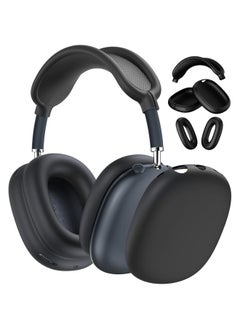 Suitable For Airpodsmax Silicone Cover Headset Protective Cover For Apple Airpodsmax Earphone Case-Color:Silicone* Black 3-piece Set (headband Cover*1+shell Cover*1 Pair+ear Cushion Cover*1 Pair)-Applicable Models:Universal For Airpods Max 1/2 Generation