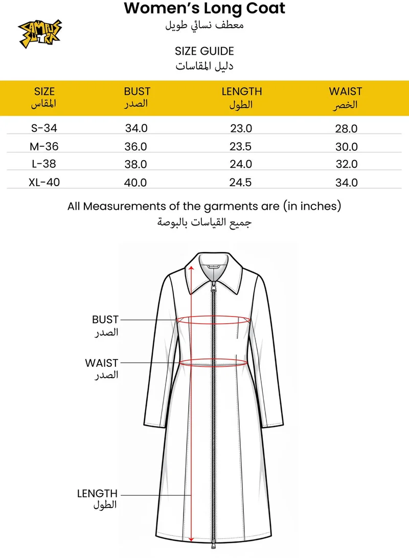 كامبوس سوترا معطف طويل نسائي أحمر خمري مفرد الصدر من الصوف