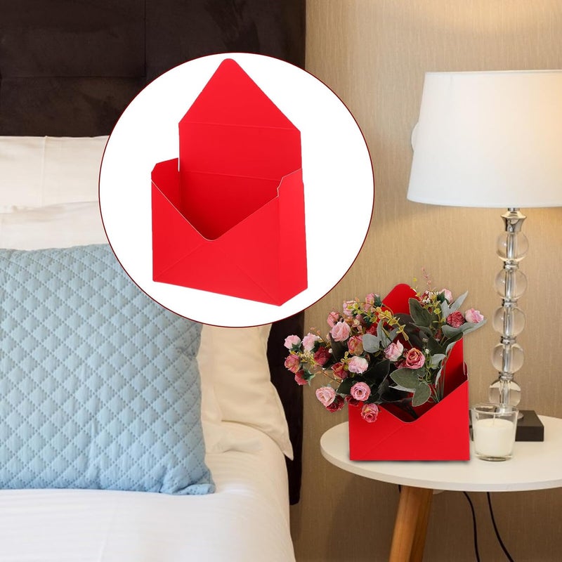 Ciieeo 2pcs Red Envelop Paper Flower Storage Boxes with Lid, Florist Packaging Paperboard Envelope Baskets for Bouquet Wrapping and Presentation - Image 5