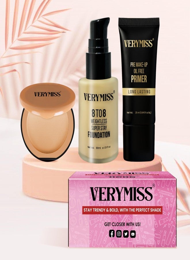 Verymiss Premium Makeup Kit For Women & Girls I Primer + Foundatin + Compact Powder I Gift Set I Vegan (Pack of 3) (Combo 3) - Image 1
