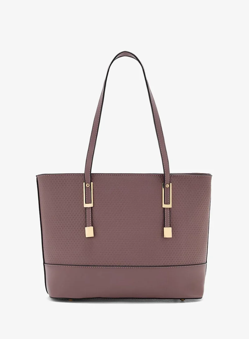 ELLA Taupe 3 In 1 Weave Textured Tote Bag With Crosssbody & Wallet for Women | Best Price UAE