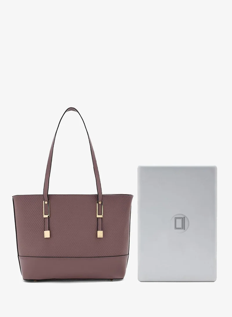 ELLA Taupe 3 In 1 Weave Textured Tote Bag With Crosssbody & Wallet for Women | Best Price UAE