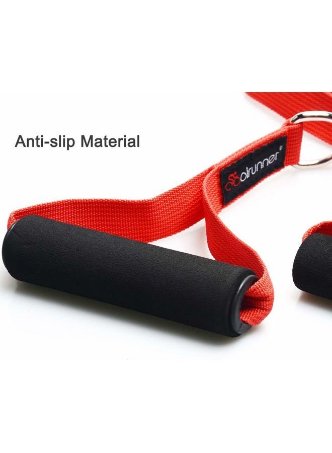 Coolrunner 2 Pair Resistance Band Handles Grips Fitness Strap Wide Design Heavy Duty Cable Handles with Solid ABS Cores, Durable Carabiners, Super Strong Nylon Webbing, and Heavy Gauge Welded D-Rings - Image 4
