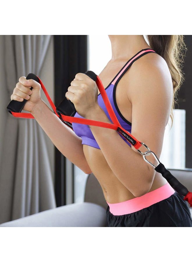Coolrunner 2 Pair Resistance Band Handles Grips Fitness Strap Wide Design Heavy Duty Cable Handles with Solid ABS Cores, Durable Carabiners, Super Strong Nylon Webbing, and Heavy Gauge Welded D-Rings - Image 5