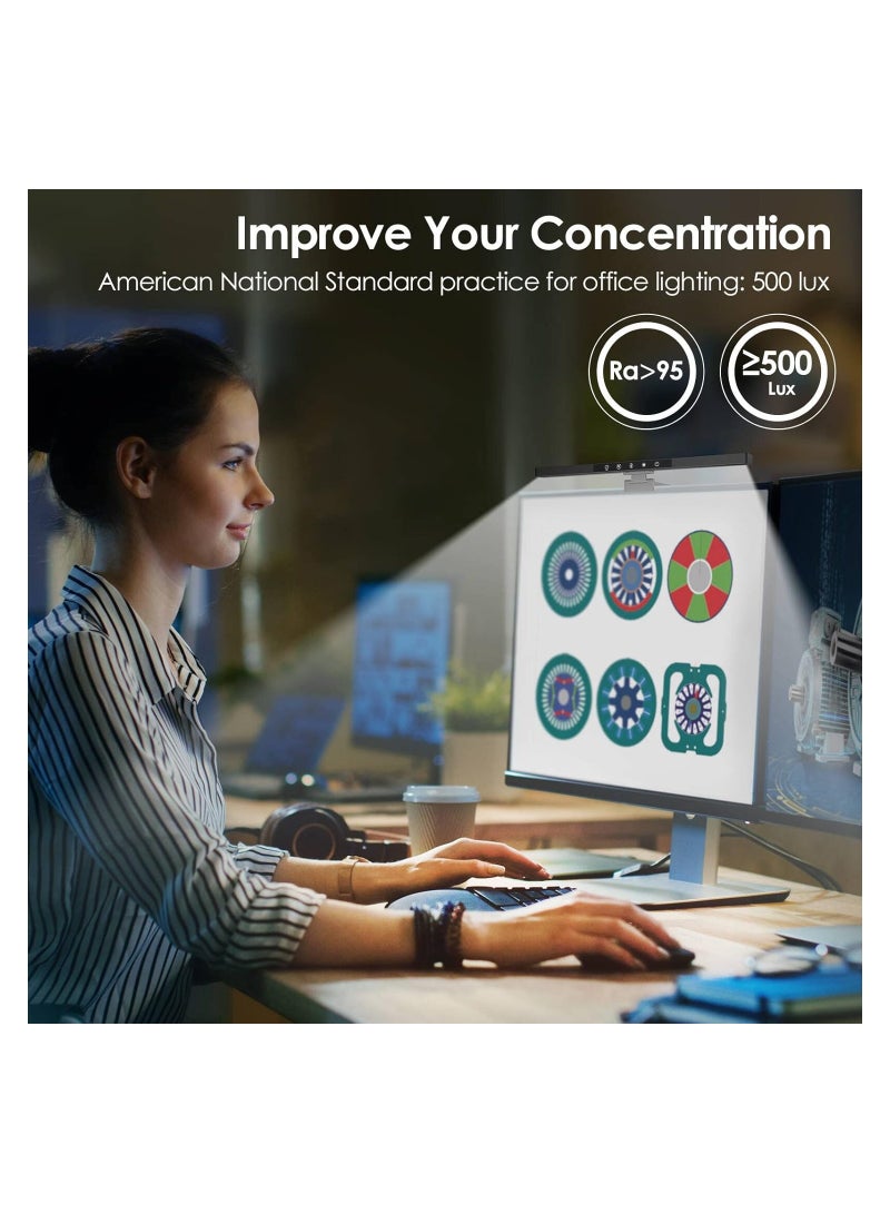 SYOSI شريط ضوء شاشة الكمبيوتر، مصباح شاشة للعناية بالعين، حامي من الأشعة الزرقاء، 2700-6500 كيلفن وإضاءة خلفية RGB، تحكم باللمس مع وظيفة ذاكرة، مصباح سطح مكتب بدون وهج لشاشة الكمبيوتر/ المكتب/ الألعاب/ المنزل - Image 4