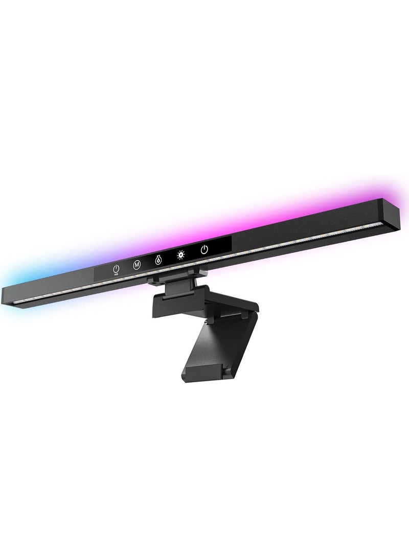 SYOSI شريط ضوء شاشة الكمبيوتر، مصباح شاشة للعناية بالعين، حامي من الأشعة الزرقاء، 2700-6500 كيلفن وإضاءة خلفية RGB، تحكم باللمس مع وظيفة ذاكرة، مصباح سطح مكتب بدون وهج لشاشة الكمبيوتر/ المكتب/ الألعاب/ المنزل - Image 1