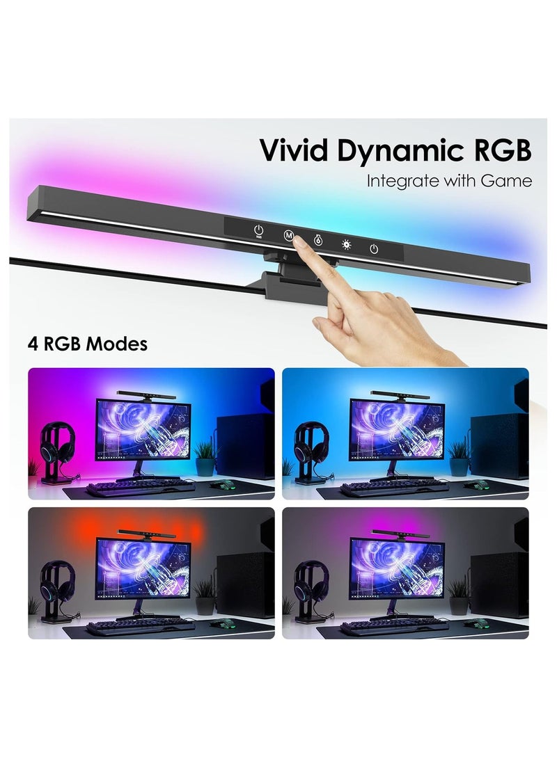 SYOSI شريط ضوء شاشة الكمبيوتر، مصباح شاشة للعناية بالعين، حامي من الأشعة الزرقاء، 2700-6500 كيلفن وإضاءة خلفية RGB، تحكم باللمس مع وظيفة ذاكرة، مصباح سطح مكتب بدون وهج لشاشة الكمبيوتر/ المكتب/ الألعاب/ المنزل - Image 3