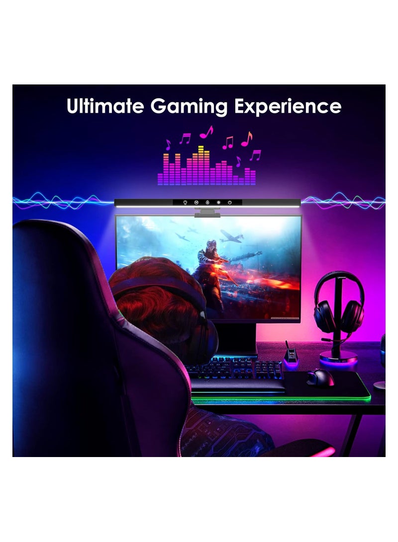 SYOSI شريط ضوء شاشة الكمبيوتر، مصباح شاشة للعناية بالعين، حامي من الأشعة الزرقاء، 2700-6500 كيلفن وإضاءة خلفية RGB، تحكم باللمس مع وظيفة ذاكرة، مصباح سطح مكتب بدون وهج لشاشة الكمبيوتر/ المكتب/ الألعاب/ المنزل - Image 2