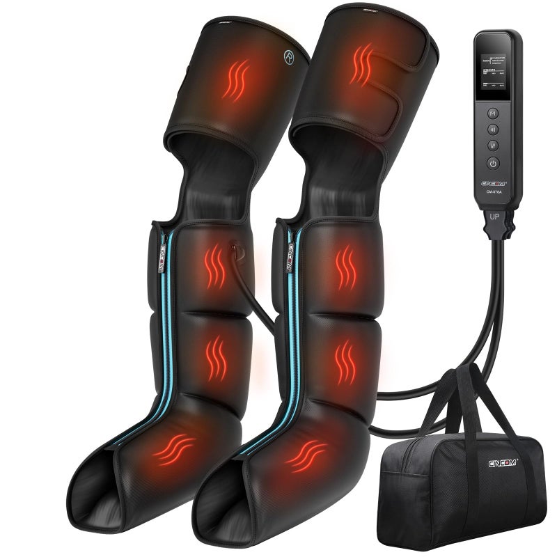 CINCOM Leg Massager with Heat and Compression, Leg Massager for Circulation and Pain Relief FSA HSA, 3 in 1 Air Compression Boots for Leg Calf & Foot Recovery Edema Relief, Gifts - Image 1